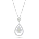 Sterling Silver 925 Necklace Rhodium Plated Embedded With Yellow Diamond And White Zircon