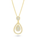 Sterling Silver 925 Necklace Golden Plated Embedded With Yellow Diamond And White Zircon