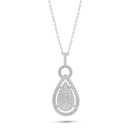 Sterling Silver 925 Necklace Rhodium Plated Embedded With White Zircon