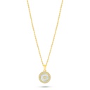 Sterling Silver 925 Necklace Golden Plated Embedded With White Shell And White Zircon