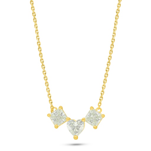 [NCL02CIT00000C544] Sterling Silver 925 Necklace Golden Plated  Embedded With Yellow Diamond 