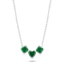 Sterling Silver 925 Necklace Rhodium Plated Embedded With Emerald Zircon 