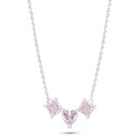 Sterling Silver 925 Necklace Rhodium Plated Embedded With Pink Zircon 