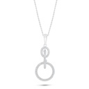 Sterling Silver 925 Necklace Rhodium Plated Embedded With White Zircon