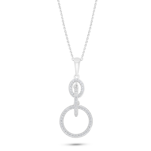 [NCL01WCZ00000C548] Sterling Silver 925 Necklace Rhodium Plated Embedded With White Zircon