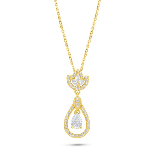 [NCL02WCZ00000C549] Sterling Silver 925 Necklace Golden Plated Embedded With White Zircon