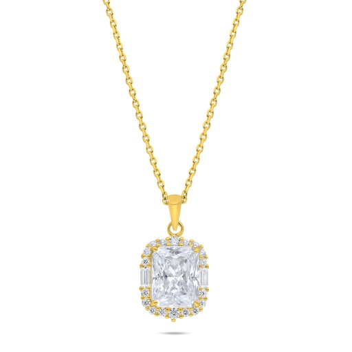 [NCL02WCZ00000C550] Sterling Silver 925 Necklace Golden Plated Embedded With White Zircon