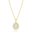 Sterling Silver 925 Necklace Golden Plated Embedded With Yellow Diamond And White Zircon