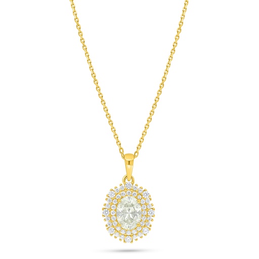 [NCL02CIT00WCZC552] Sterling Silver 925 Necklace Golden Plated Embedded With Yellow Diamond And White Zircon