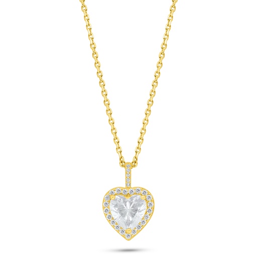 [NCL02WCZ00000C553] Sterling Silver 925 Necklace Golden Plated Embedded With White Zircon