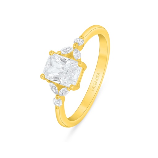 Sterling Silver 925 Ring Golden Plated Embedded With White Zircon