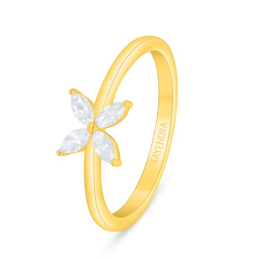 Sterling Silver 925 Ring Golden Plated Embedded With White Zircon