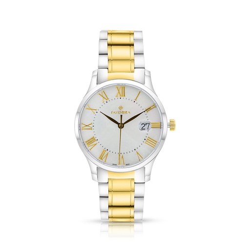 [WAT3400000MOPW099] Stainless Steel 316 Watch Silver And Golden Color For Men - WHITE MOP DIAL
