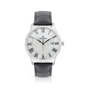 Stainless Steel 316 Watch Silver Color Embedded With Black Leather For Men - WHITE DIAL