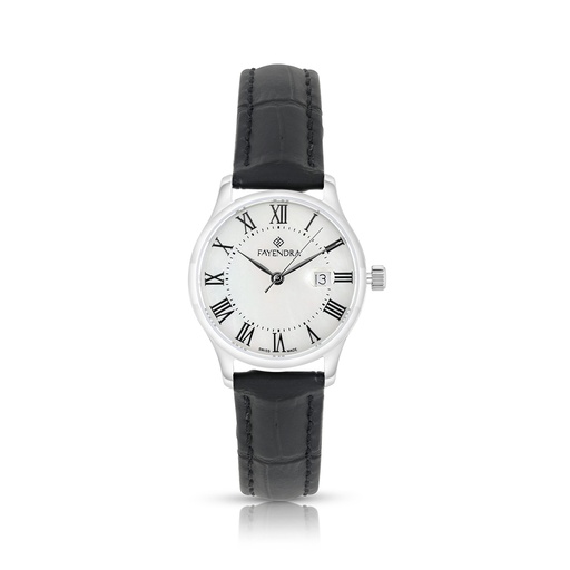 [WAT3100000MOPW101] ساعة ستانلس ستيل عيار 316 بلون فضي جلد اسود WHITE DIAL