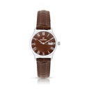 Stainless Steel 316 Watch Silver Color Embedded With Brown Leather - BROWN DIAL