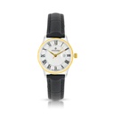 Stainless Steel 316 Watch Silver And Golden Color Embedded With Black Leather - WHITE DIAL