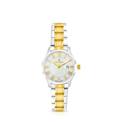 [WAT3400000MOPW102] Stainless Steel 316 Watch Silver And Golden Color - WHITE MOP DIAL