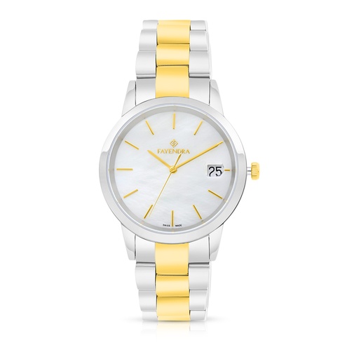 [WAT3400000MOPW103] Stainless Steel 316 Watch Silver And Golden Color - WHITE MOP DIAL