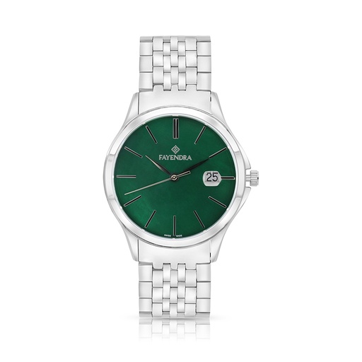 [WAT3100000GRNW104] Stainless Steel 316 Watch Silver Color For Men - GREEN MOP DIAL