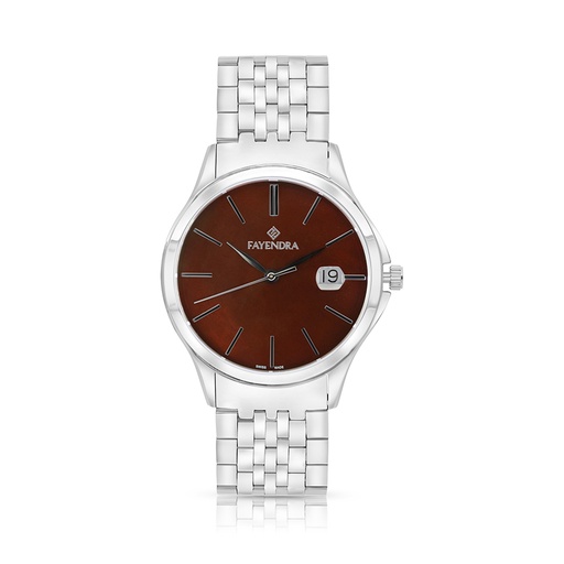 [WAT3100000BRNW104] Stainless Steel 316 Watch Silver Color For Men - BROWN MOP DIAL