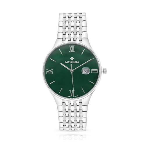 [WAT3100000GRNW105] Stainless Steel 316 Watch Silver Color For Men - GREEN MOP DIAL