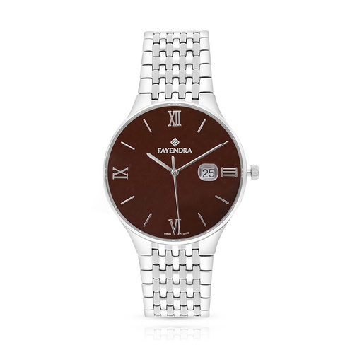 [WAT3100000BRNW105] Stainless Steel 316 Watch Silver Color For Men - BROWN MOP DIAL