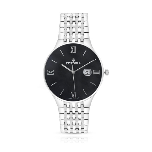 [WAT3100000BLKW105] Stainless Steel 316 Watch Silver Color For Men - BLACK MOP DIAL