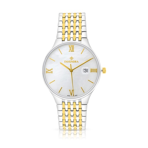 [WAT3400000MOPW105] Stainless Steel 316 Watch Silver And Golden Color For Men - WHITE MOP DIAL