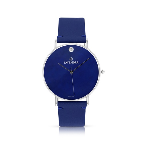 [WAT3100000BLUW106] Stainless Steel 316 Watch Silver Color Embedded With Blue Leather For Men - BLUE MOP DIAL
