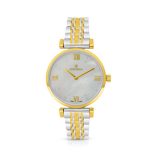 [WAT3400000MOPW108] Stainless Steel 316 Watch Silver And Golden Color - WHITE MOP DIAL