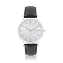 Stainless Steel 316 Watch Silver Color Embedded With Black Leather For Men - WHITE DIAL