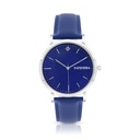 Stainless Steel 316 Watch Silver Color Embedded With Blue Leather For Men - BLUE DIAL