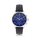 Stainless Steel 316 Watch Silver Color Embedded With Blue Leather For Men - BLUE DIAL