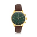 Stainless Steel 316 Watch Rose Gold Color Embedded With Brown Leather - GREEN DIAL