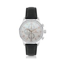 Stainless Steel 316 Watch Silver Color Embedded With Black Leather For Men - WHITE DIAL