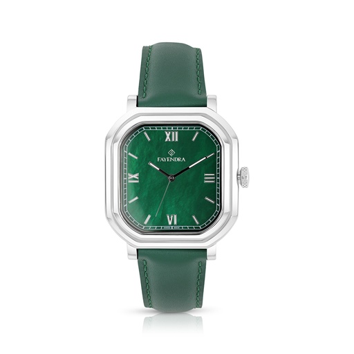 [WAT3100000GRNW112] ساعة رجالي ستانلس ستيل عيار 316 بلون فضي جلد أخضر GREEN DIAL