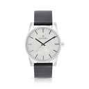 Stainless Steel 316 Watch Silver Color Embedded With Black Leather For Men - WHITE DIAL