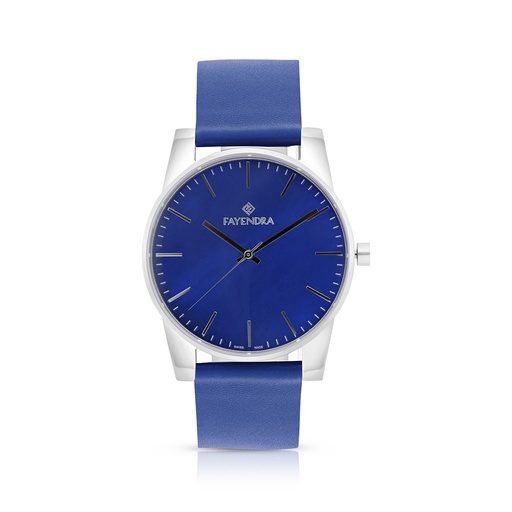 [WAT3100000BLUW113] Stainless Steel 316 Watch Silver Color Embedded With Blue Leather For Men - BLUE MOP DIAL