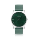 ساعة رجالي ستانلس ستيل عيار 316 بلون فضي جلد أخضر GREEN DIAL