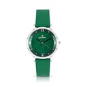 Stainless Steel 316 Watch Silver Color Embedded With Green Leather - GREEN DIAL