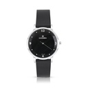 Stainless Steel 316 Watch Silver Color Embedded With Black Leather - BLACK DIAL