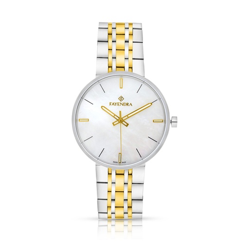 [WAT3400000MOPW116] Stainless Steel 316 Watch Silver And Golden Color For Men - WHITE MOP DIAL