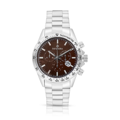 [WAT3100000BRNW118] Stainless Steel 316 Watch Silver Color For Men - BROWN MOP DIAL