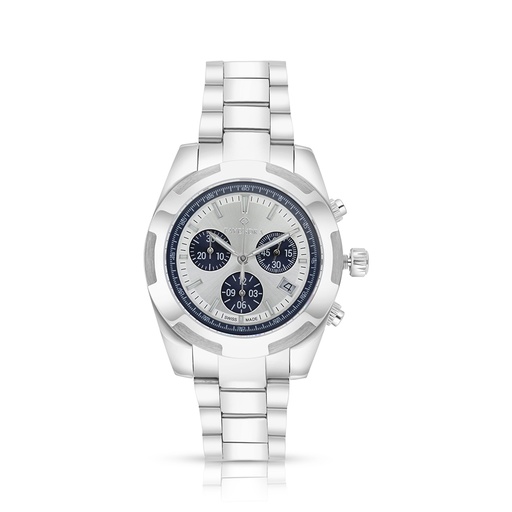[WAT31SIL04BLUW120] Stainless Steel 316L Watch Silver Color For Men - silver metal dial 