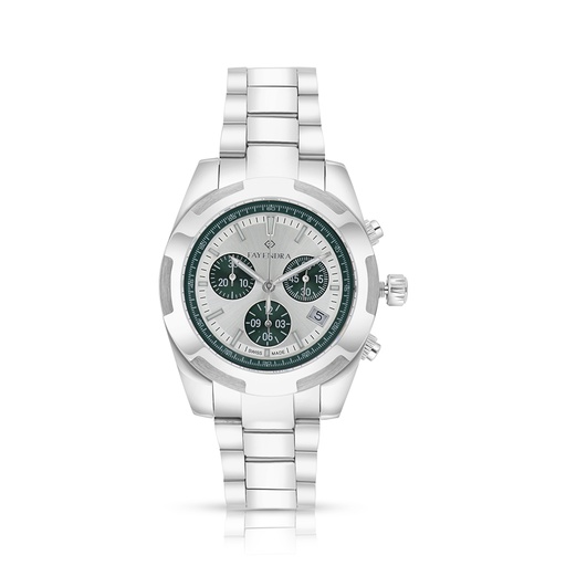 [WAT31SIL00GRNW120] Stainless Steel 316L Watch Silver Color For Men - silver metal dial 