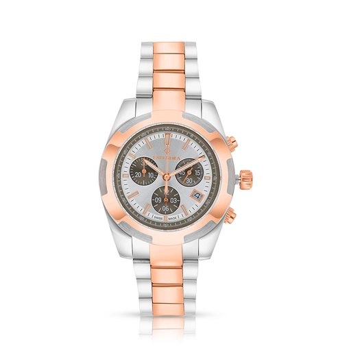 [WAT35SIL00COFW120] Stainless Steel 316L Watch Silver And Rose Golden Color For Men - silver metal dial 