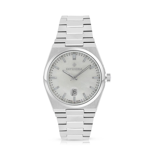 [WAT3100000MOPW121] Stainless Steel 316L Watch Silver Color For Men - white MOP dial 