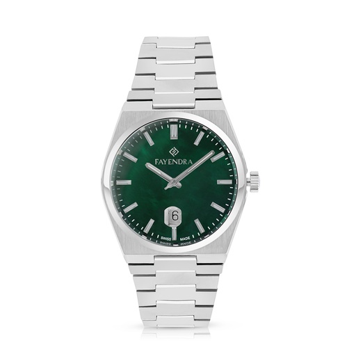 [WAT3100000GRNW121] Stainless Steel 316L Watch Silver Color For Men - green MOP dial 