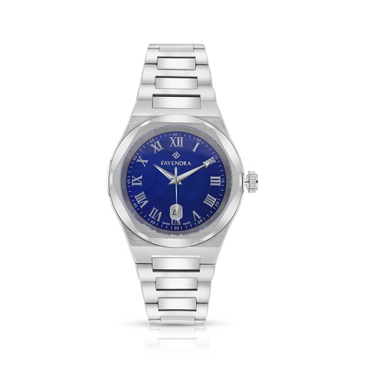 [WAT3100000BLUW122] Stainless Steel 316L Watch Silver Color For Men - blue MOP dial